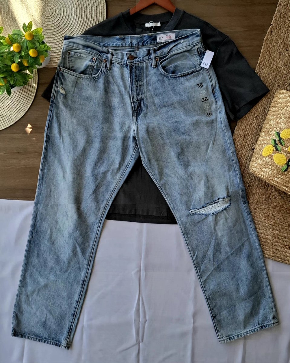 Jeans GAP Relaxed Straight Azul Claro — miniatura 5