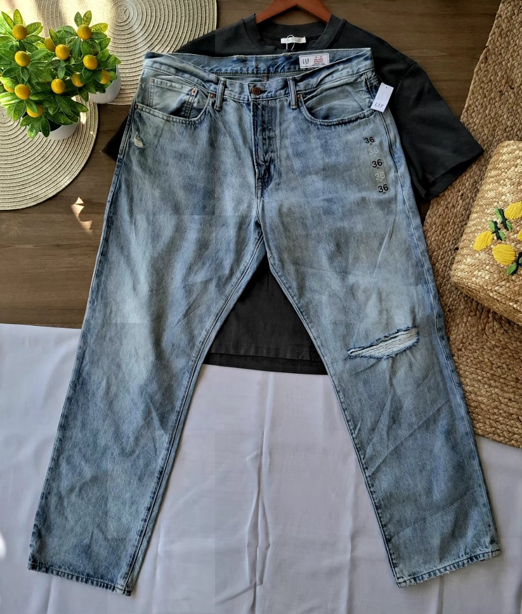 Jeans GAP Relaxed Straight Azul Claro — miniatura 6