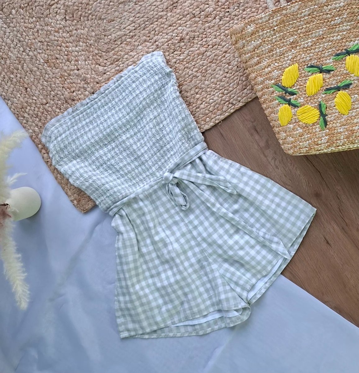 Enterizo ABERCROMBIE & FITCH Vichy Verde Claro — miniatura 2