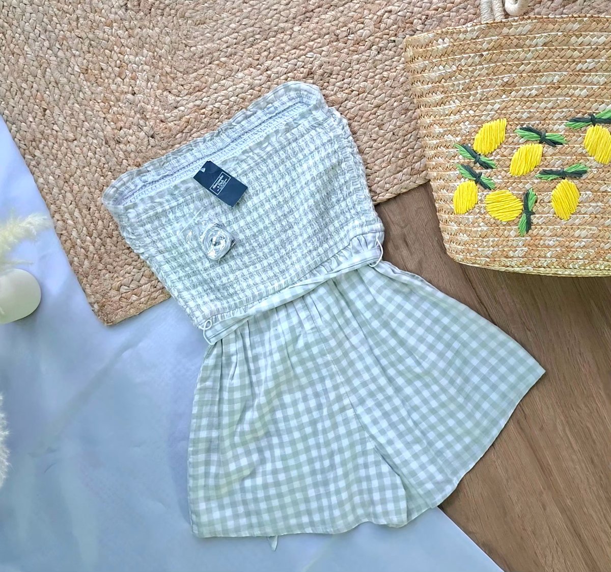 Enterizo ABERCROMBIE & FITCH Vichy Verde Claro — miniatura 3
