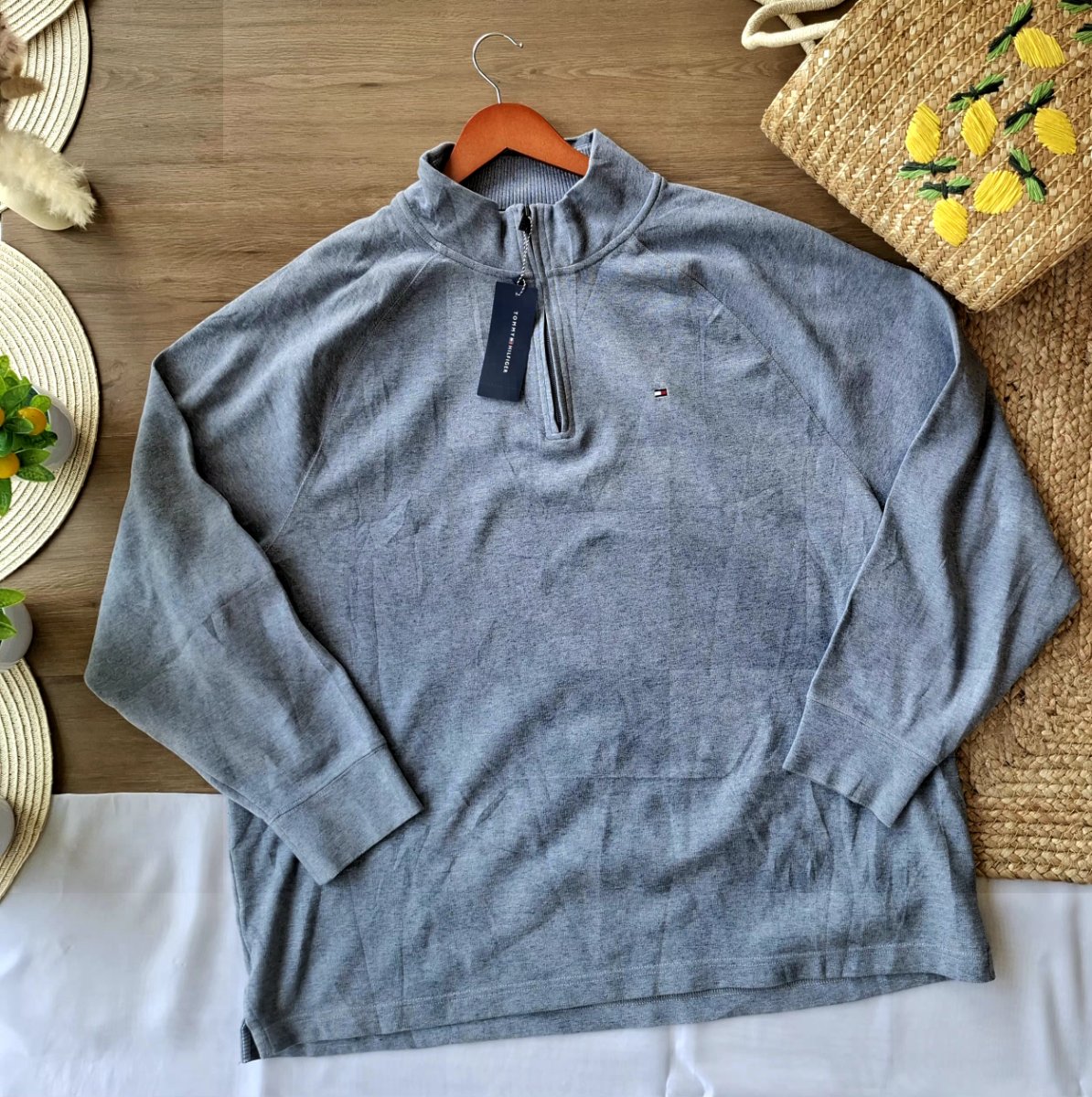 Suéter TOMMY HILFIGER Quarter-Zip Gris — miniatura 2