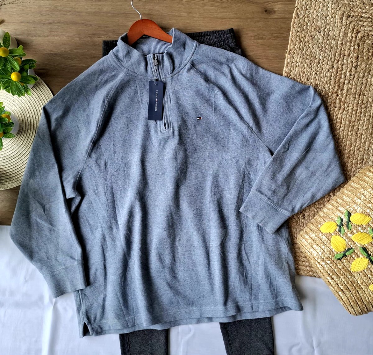 Suéter TOMMY HILFIGER Quarter-Zip Gris — miniatura 5