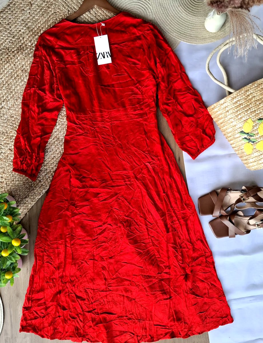 Vestido ZARA Cruzado Rojo — miniatura 3