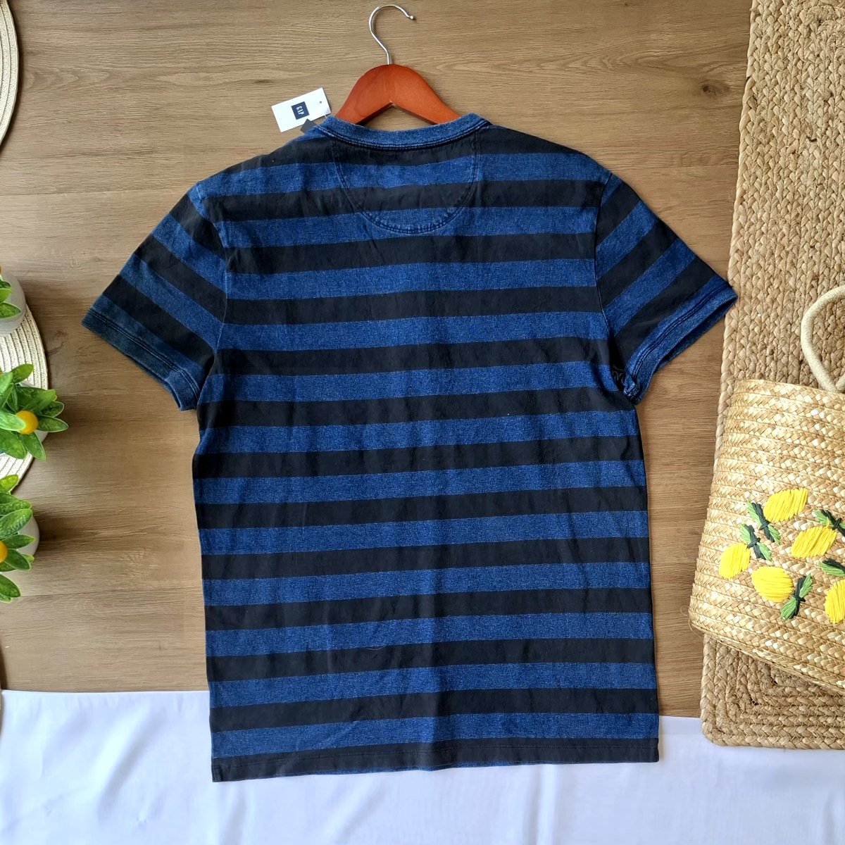 Playera GAP Henley Rayas Azul — miniatura 3