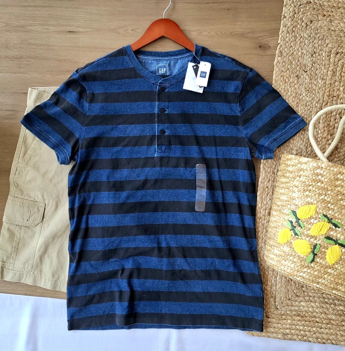 Playera GAP Henley Rayas Azul — miniatura 2