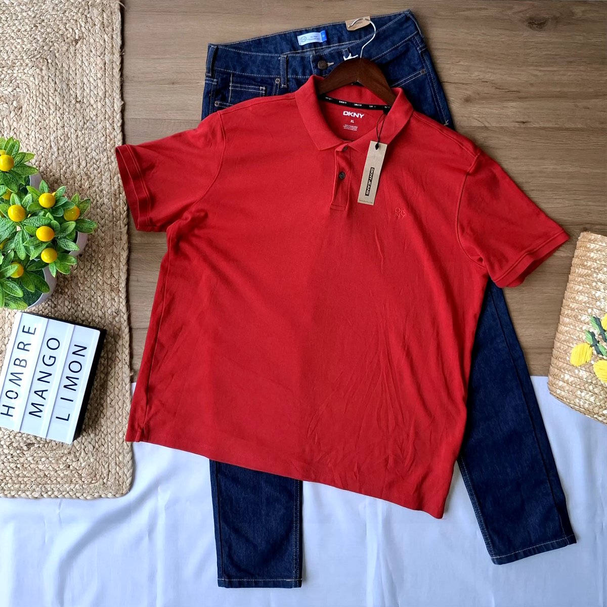 Playera Polo DKNY Roja Classic — miniatura 6