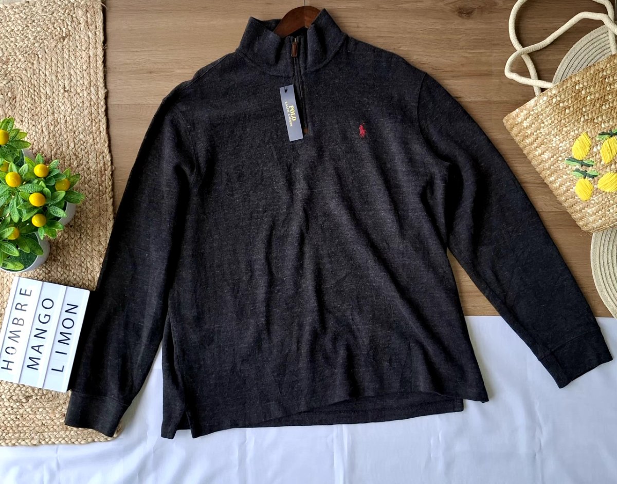 Suéter POLO RALPH LAUREN Quarter-Zip Gris Oxford — miniatura 2