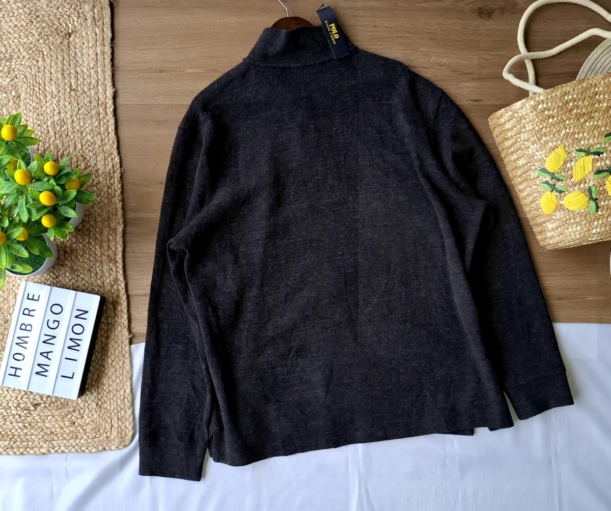 Suéter POLO RALPH LAUREN Quarter-Zip Gris Oxford — miniatura 3