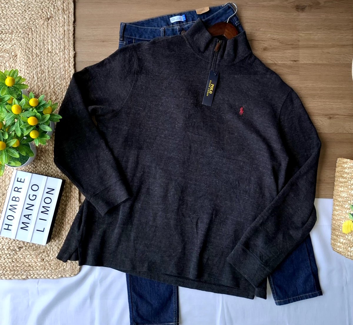 Suéter POLO RALPH LAUREN Quarter-Zip Gris Oxford — miniatura 5