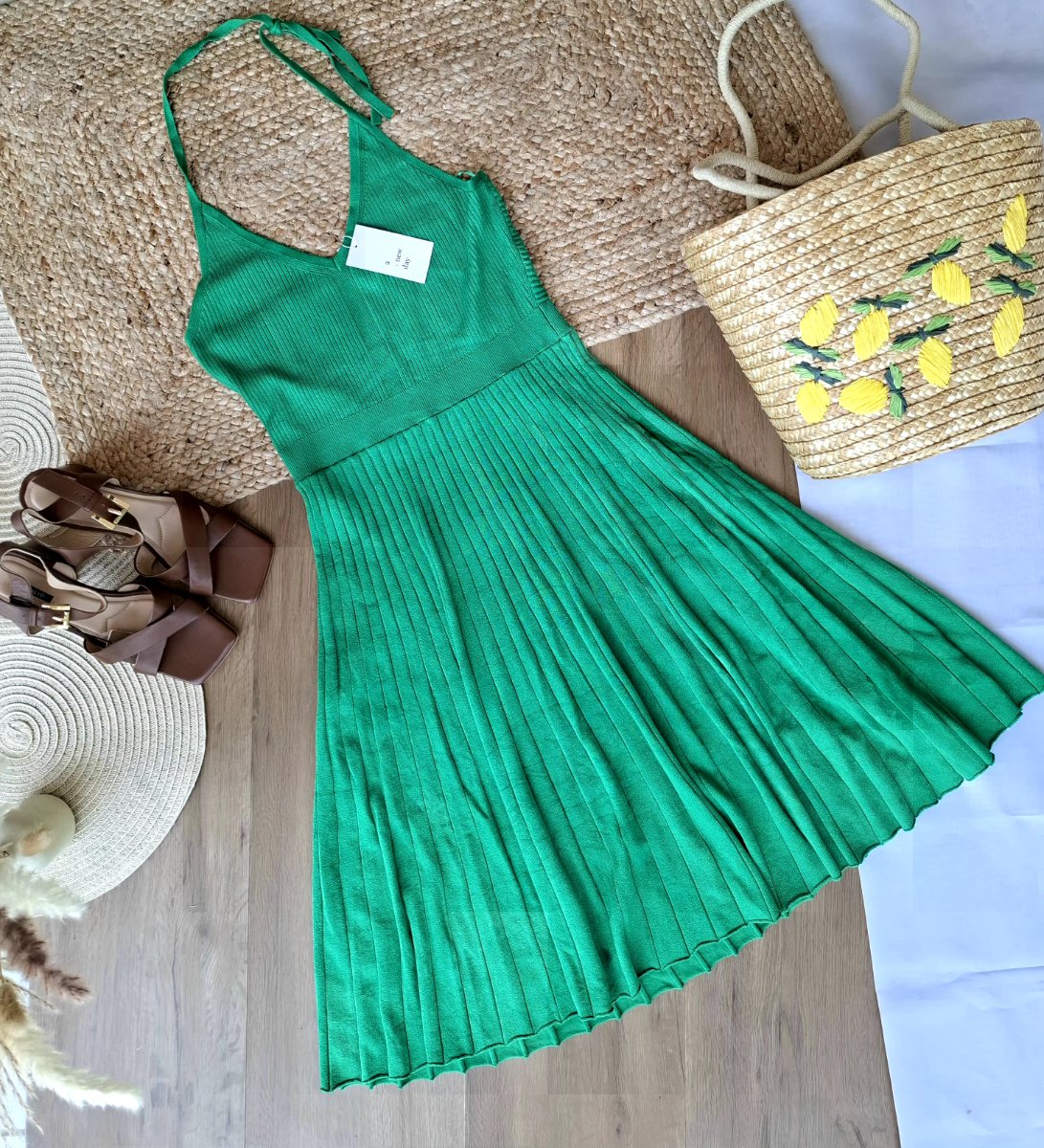 Vestido A NEW DAY Esmeralda Plisado — miniatura 2