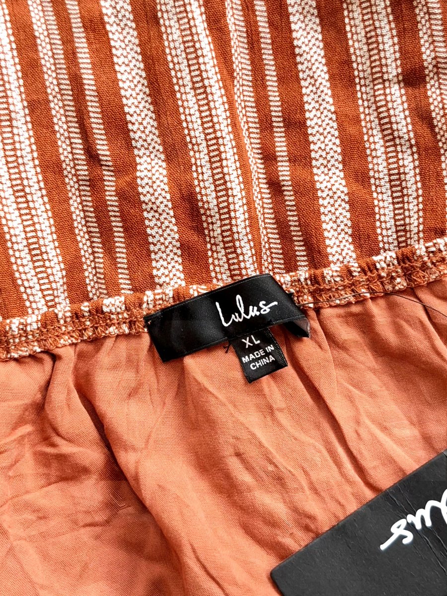 Vestido LULUS Terracotta Stripes — miniatura 4