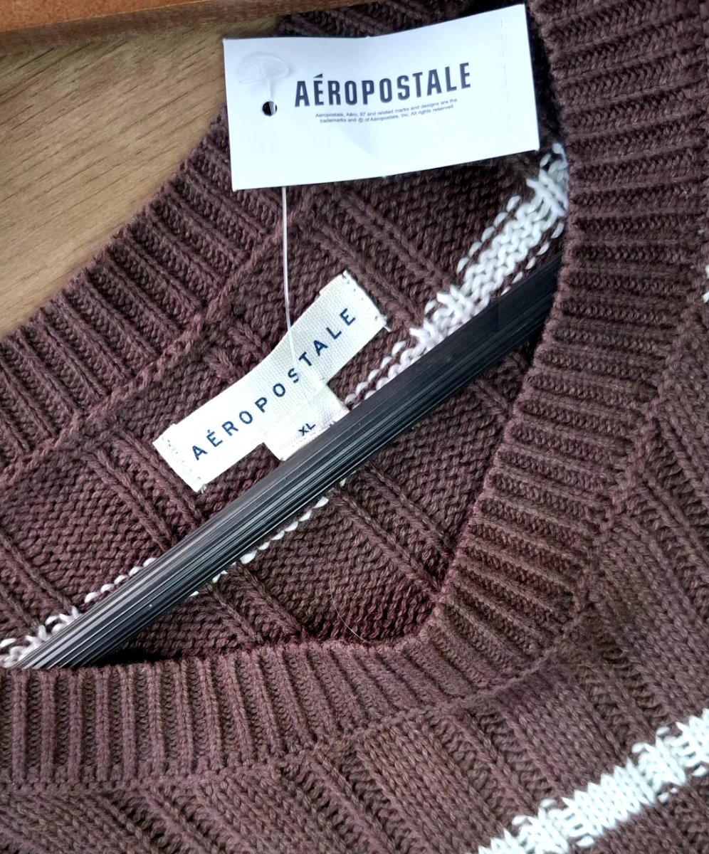 Suéter Cropped AÉROPOSTALE Café Rayado — miniatura 3