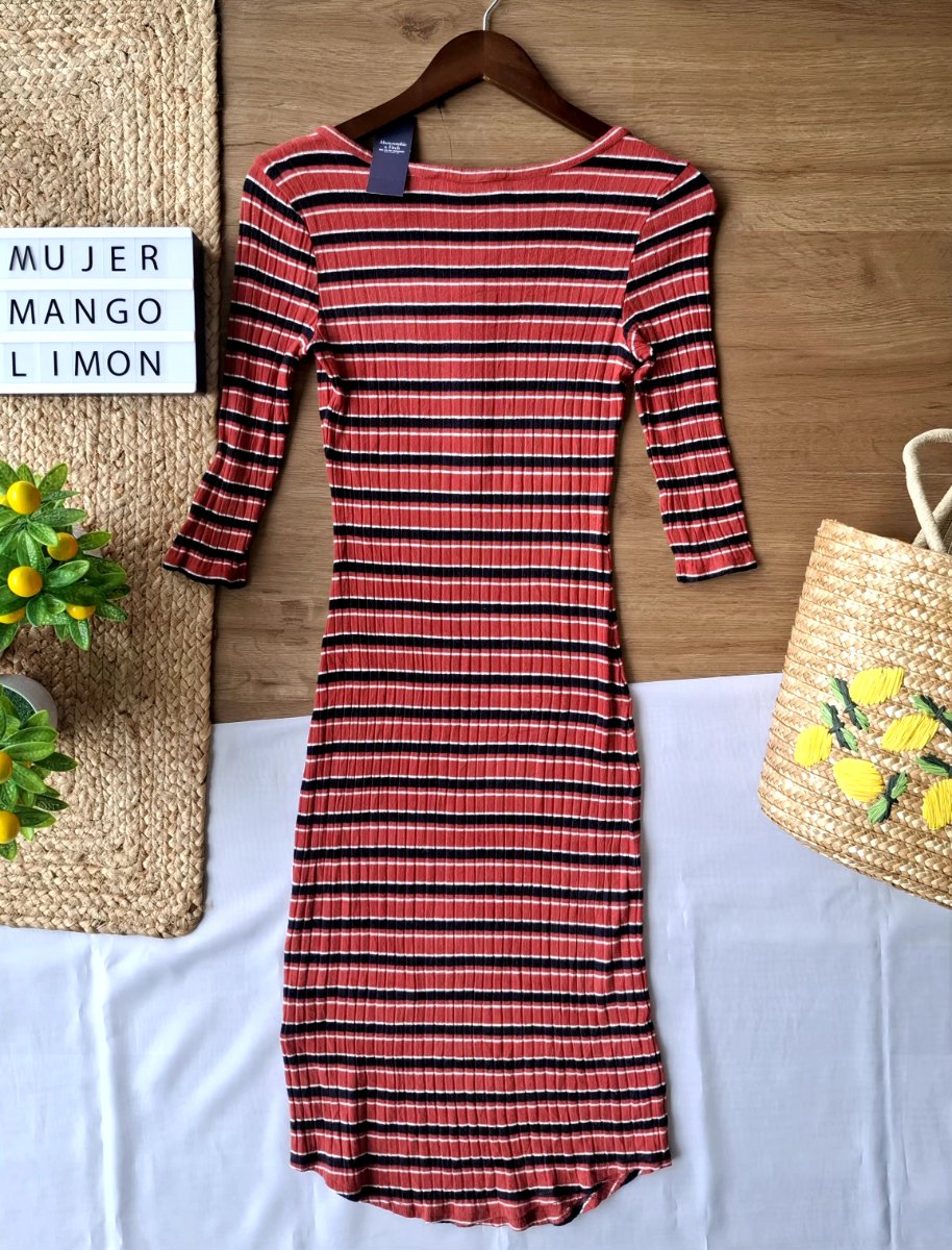 Vestido ABERCROMBIE & FITCH Rayas Carmesí — miniatura 4
