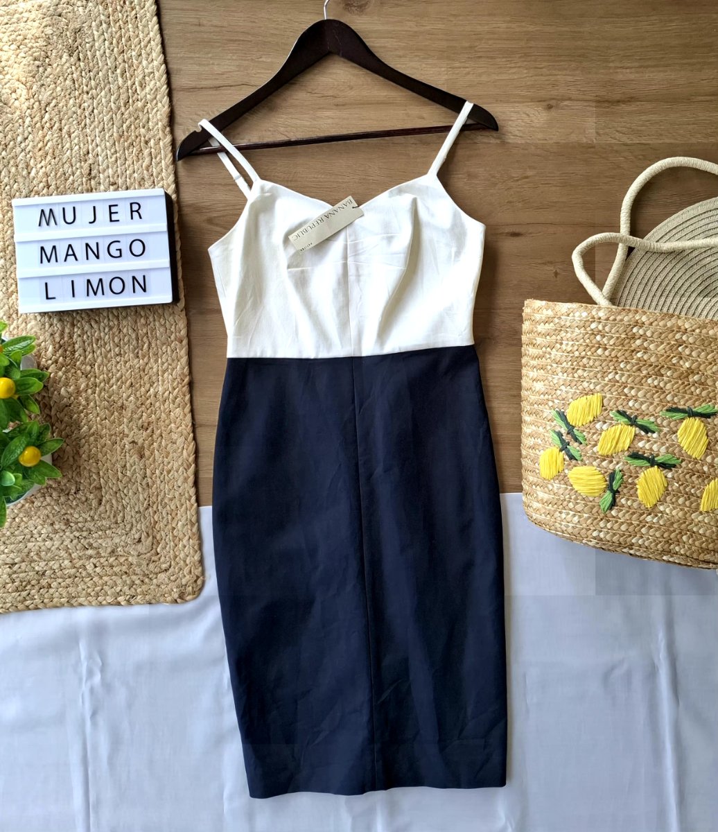 Vestido BANANA REPUBLIC Elegancia Bicolor — miniatura 2
