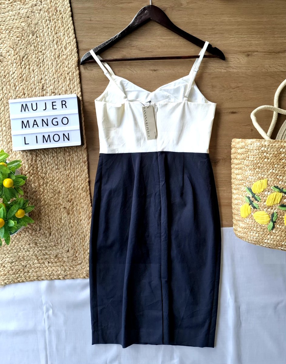 Vestido BANANA REPUBLIC Elegancia Bicolor — miniatura 3
