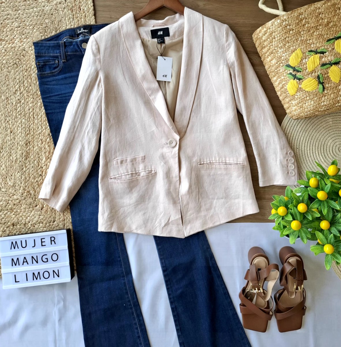 Blazer H&M Lino Natural — miniatura 4