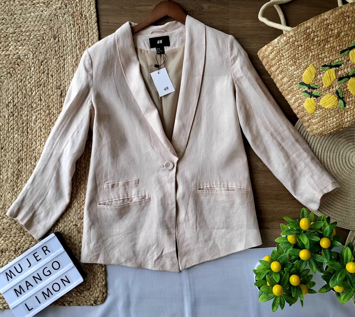 Blazer H&M Lino Natural — miniatura 2