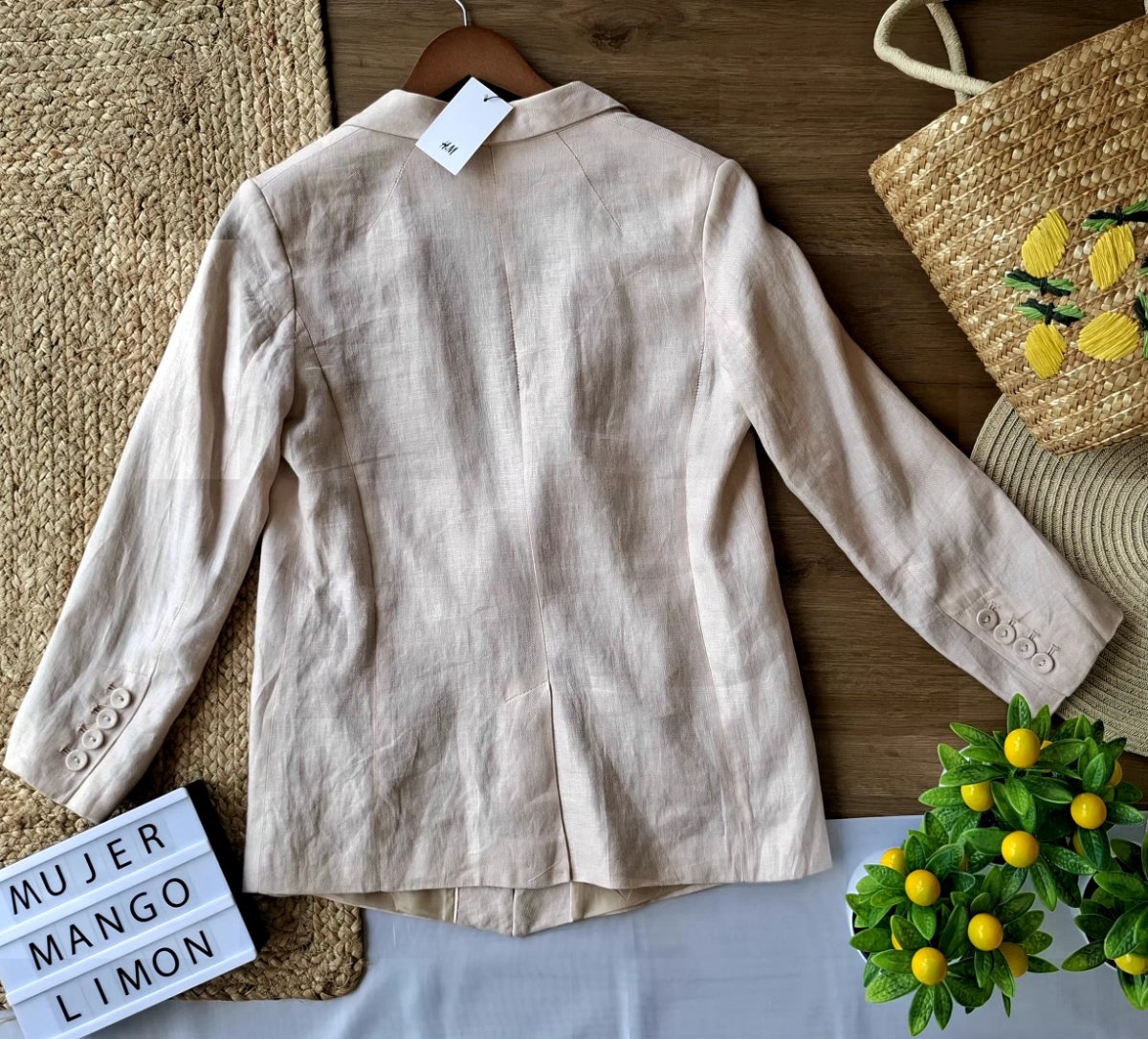 Blazer H&M Lino Natural — miniatura 3