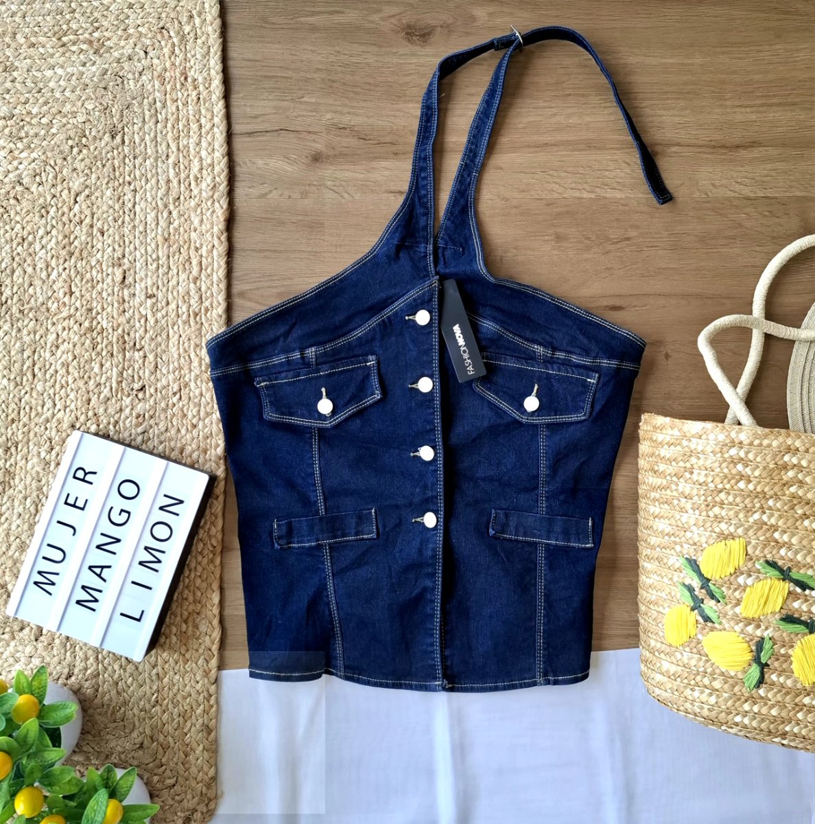 Blusa FASHION NOVA Denim Corset — miniatura 2