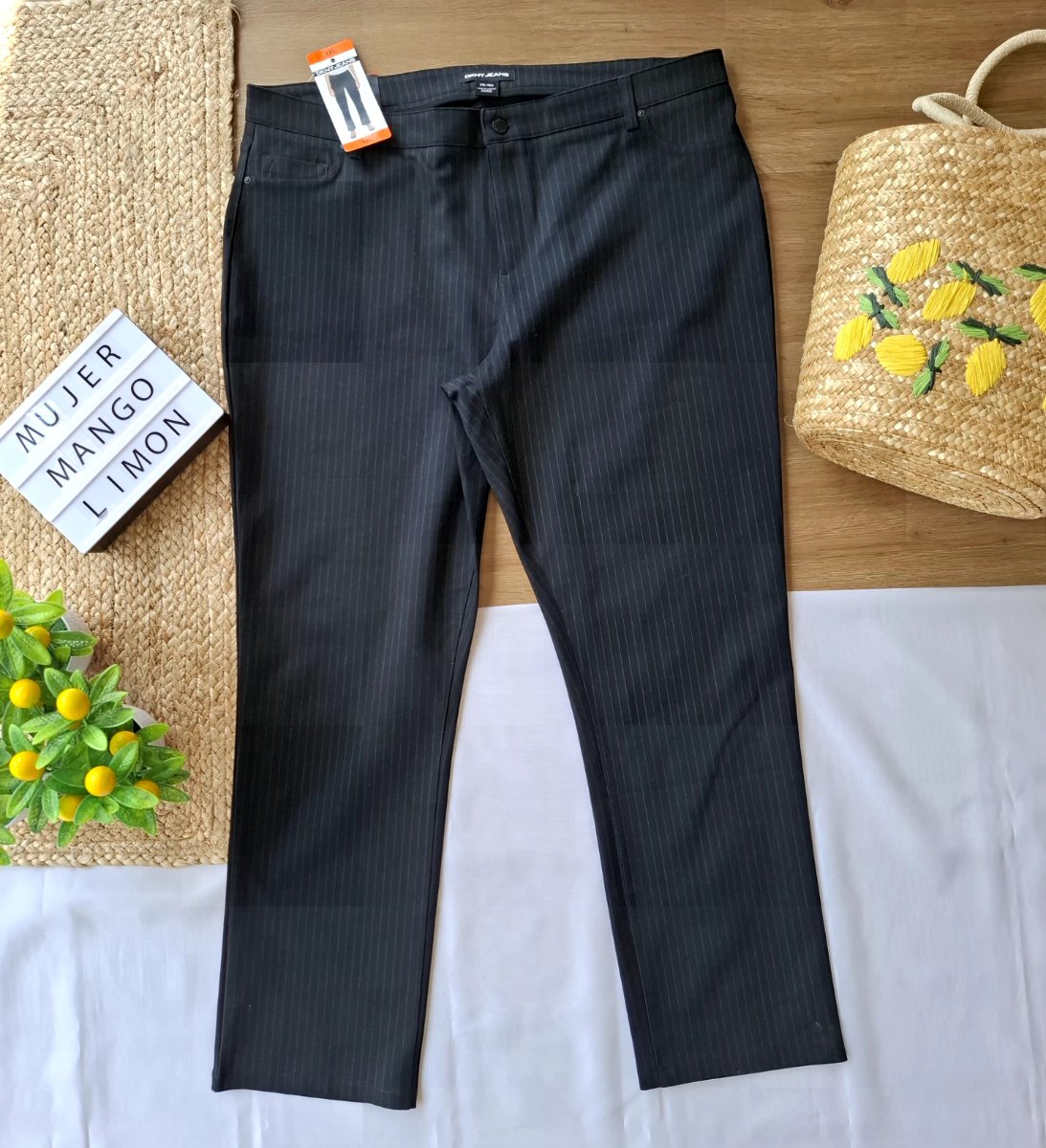 Pantalón DKNY JEANS Pinstripe Black — miniatura 2