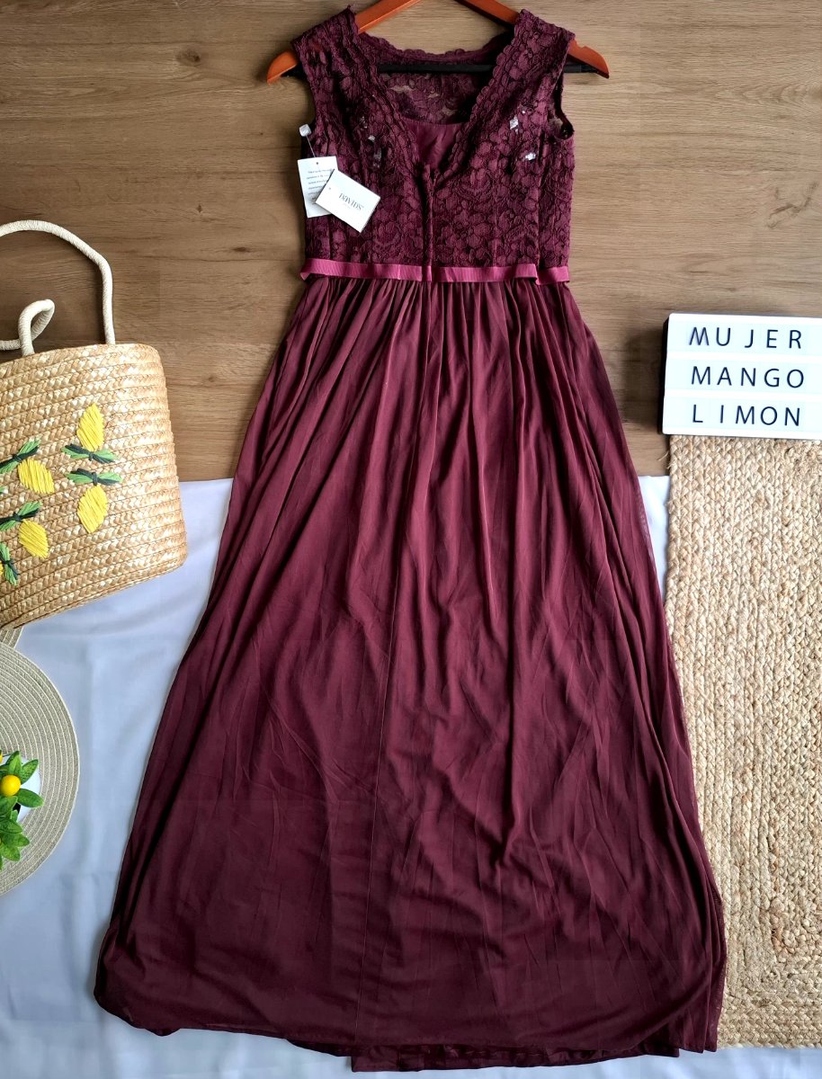 Vestido DAVID'S BRIDAL Bordeaux Romance — miniatura 3