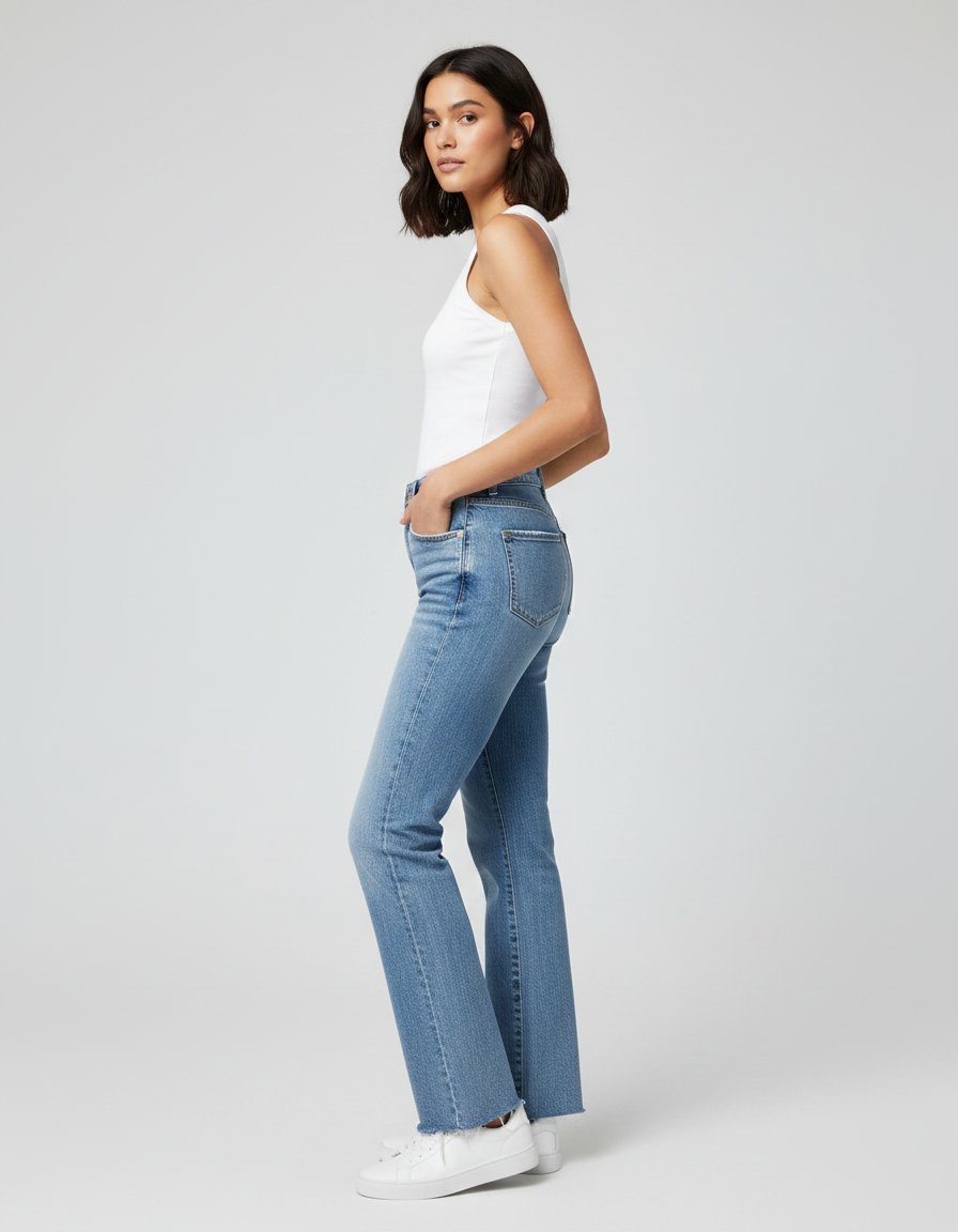 Jeans ZARA Corte Recto Azul Denim Claro