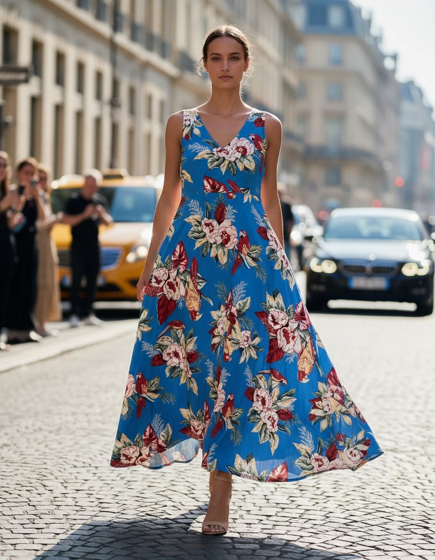 Vestido CHAPS Floreado Azul