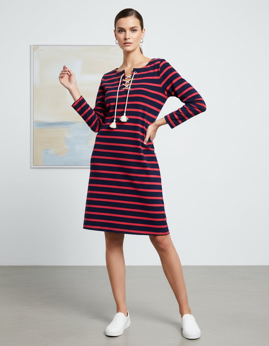 Vestido GAP de diseño de rayas rojas con negro