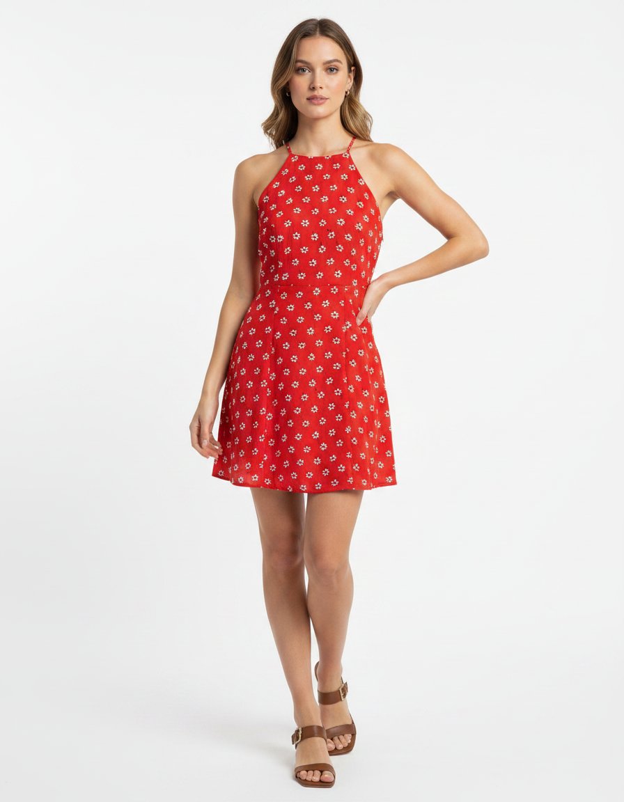 Vestido ZARA floreado rojo