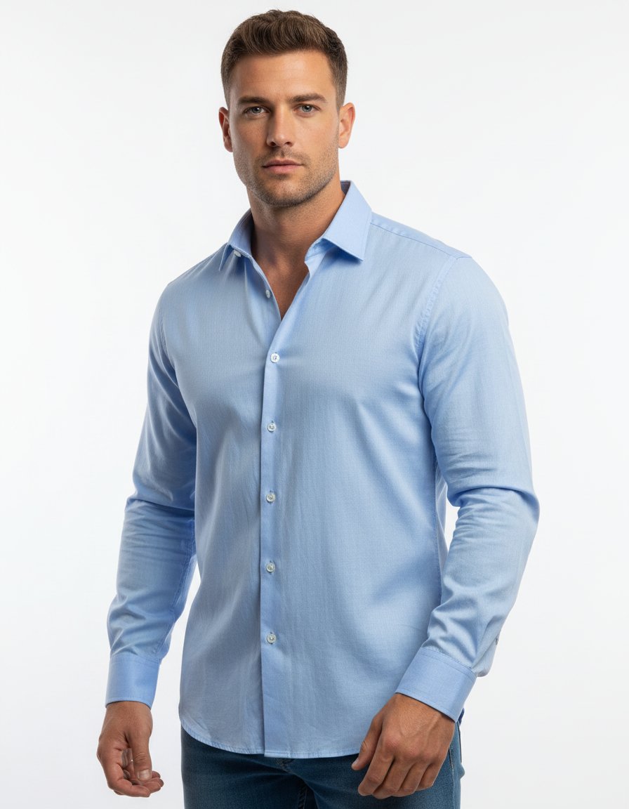 Camisa BEVERLY HILLS POLO CLUB STRETCH Azul Cielo — miniatura 5