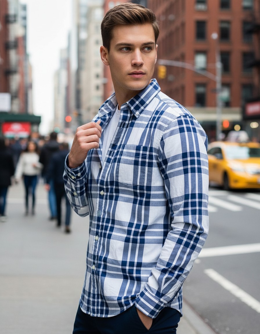 Camisa Navy Plaid AMERICAN EAGLE