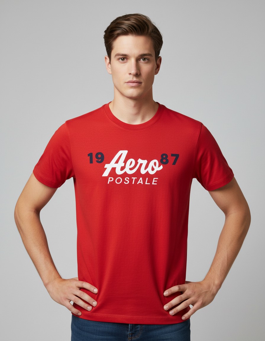 Playera AEROPOSTALE Roja Logo Bordado