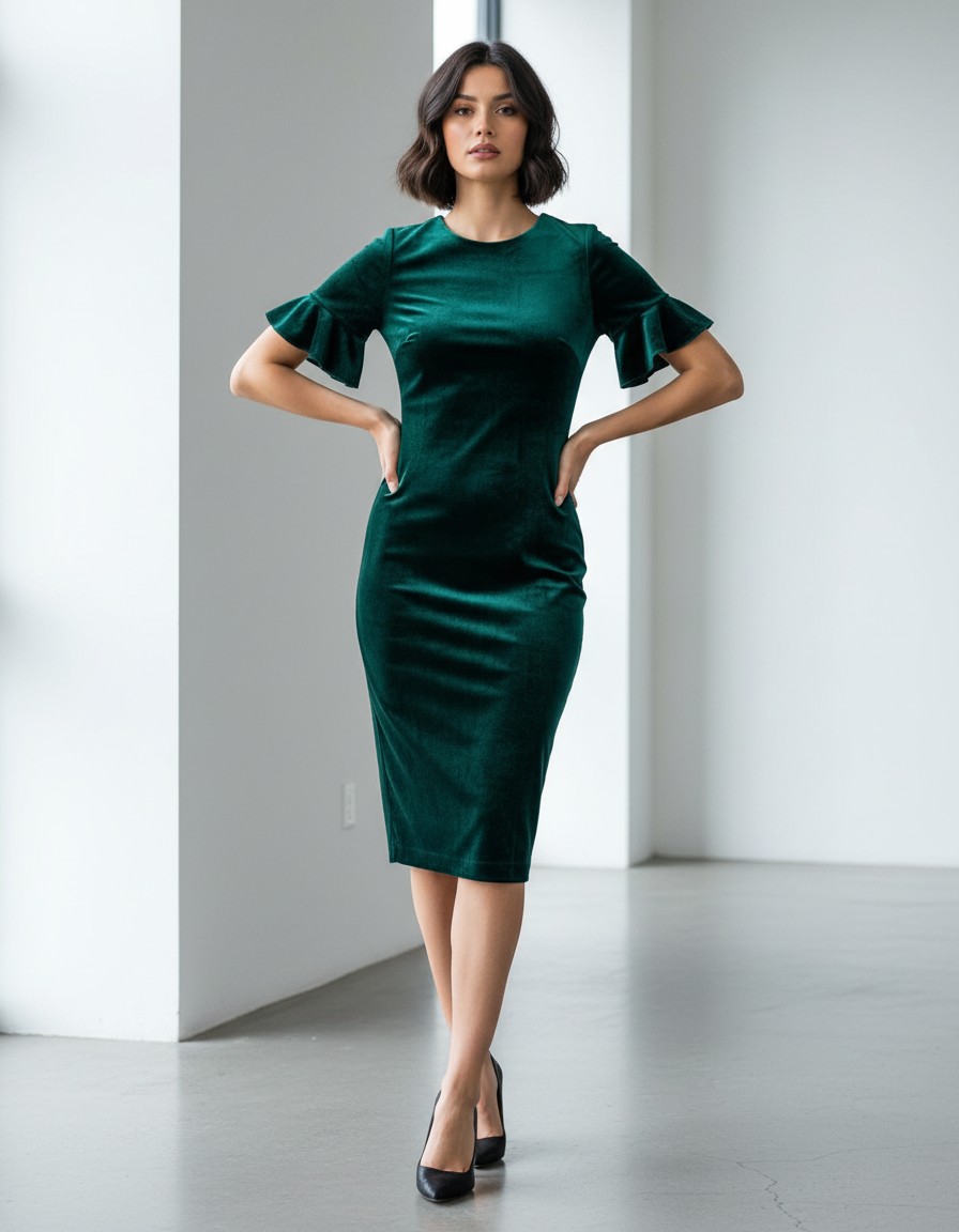 Vestido CALVIN KLEIN Brillo Esmeralda