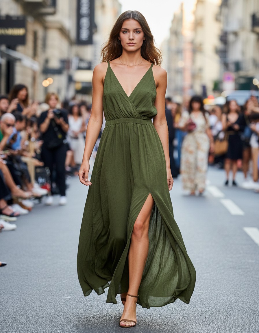 Vestido LULUS Brisa Oliva