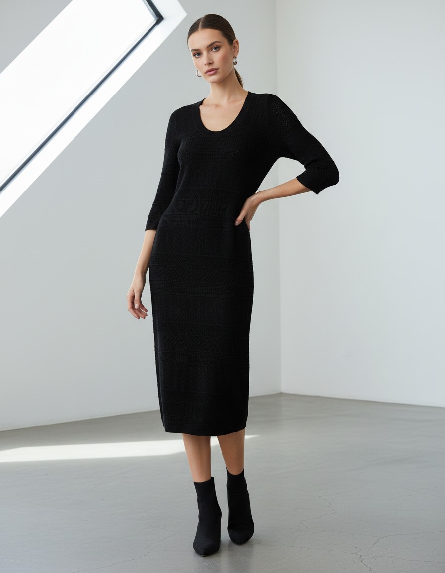 Vestido GAP Tejido Negro Midi