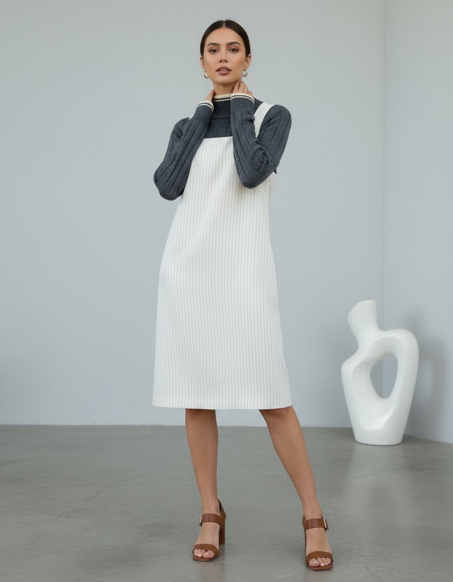 Vestido BANANA REPUBLIC Marfil a Rayas