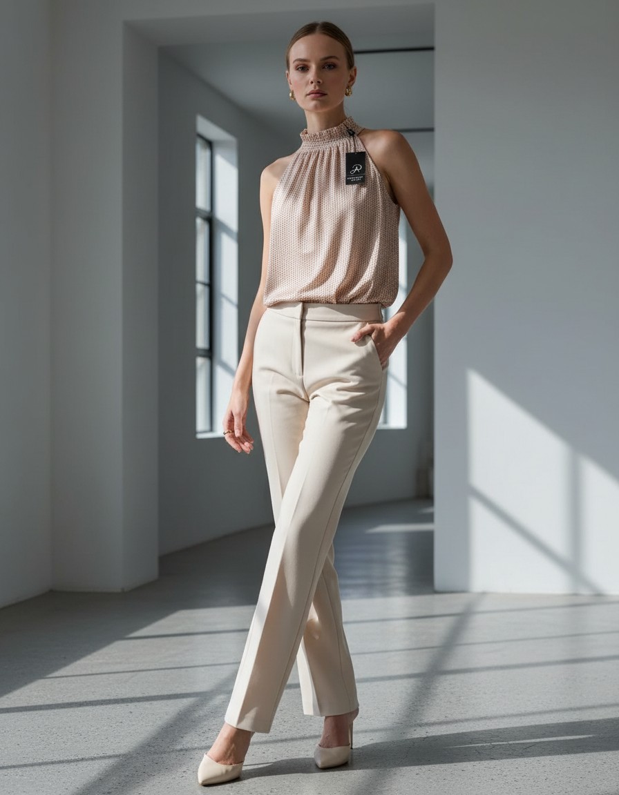 Blusa ADRIANNA PAPELL Halter Lunares Elegantes