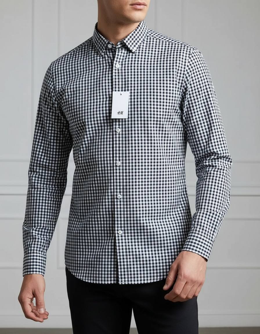 Camisa Oxford Gingham H&M