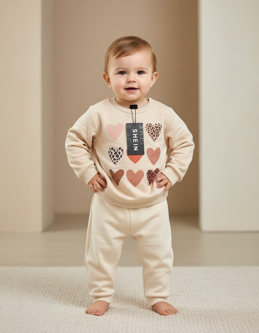 Sudadera Corazones SHEIN Beige