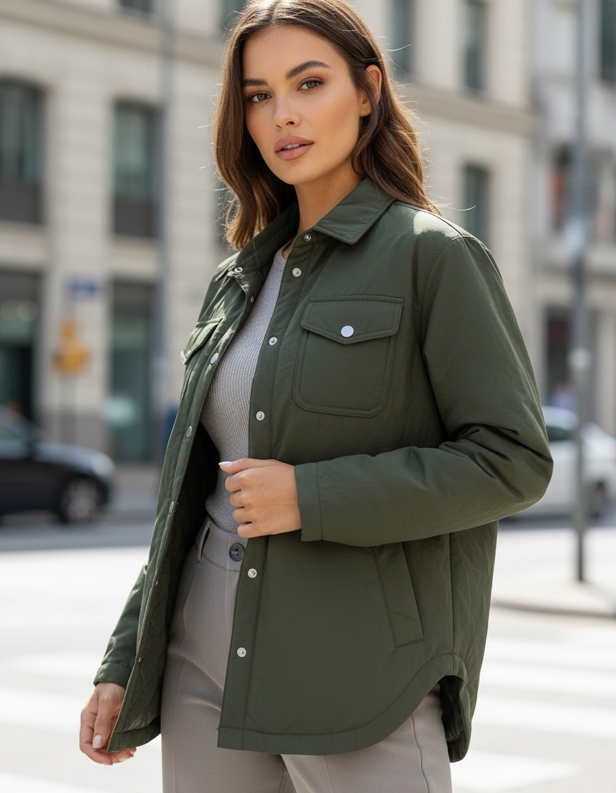 Camisa Acolchada Verde Militar