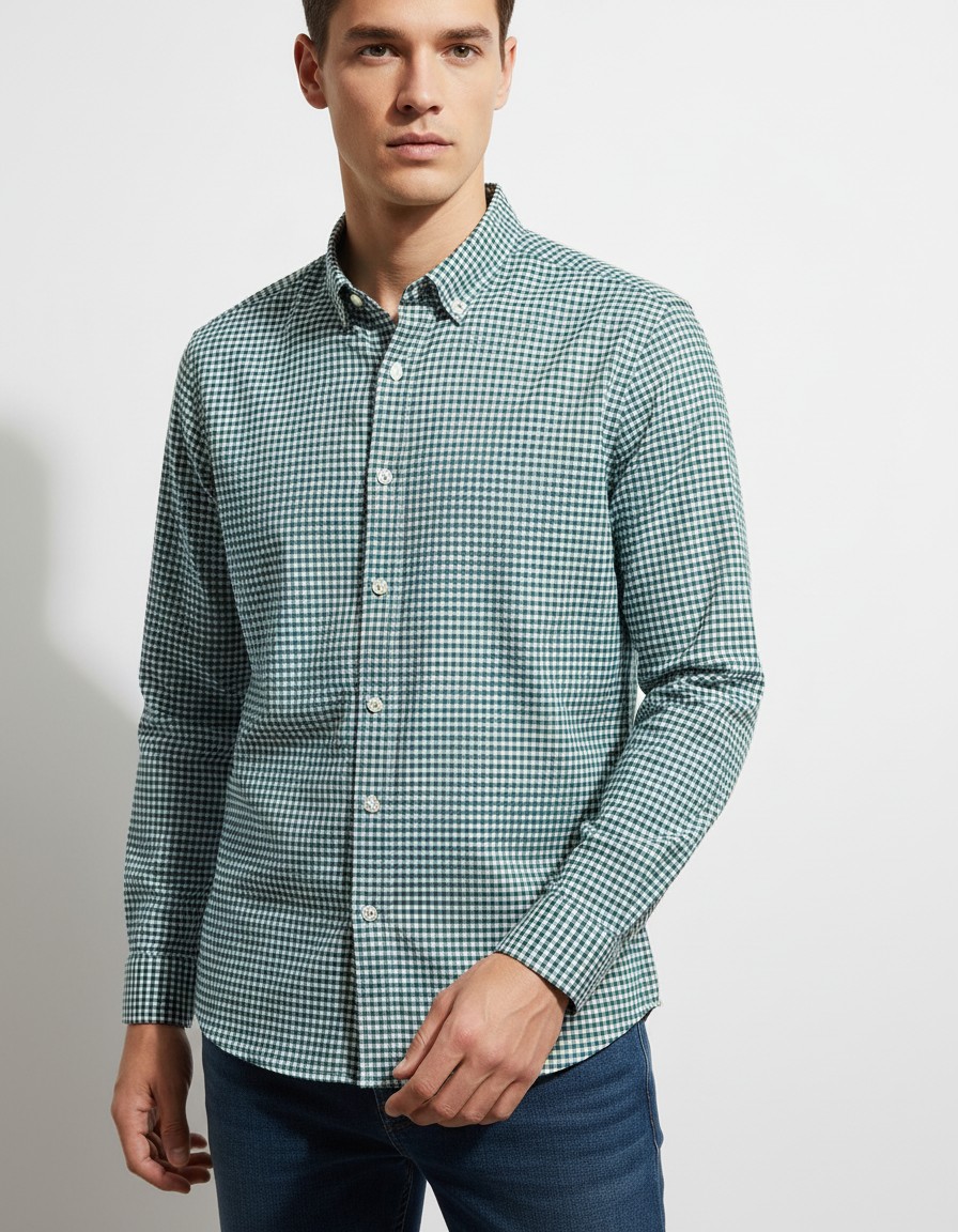 Camisa GAP Slim Fit Cuadros Verde