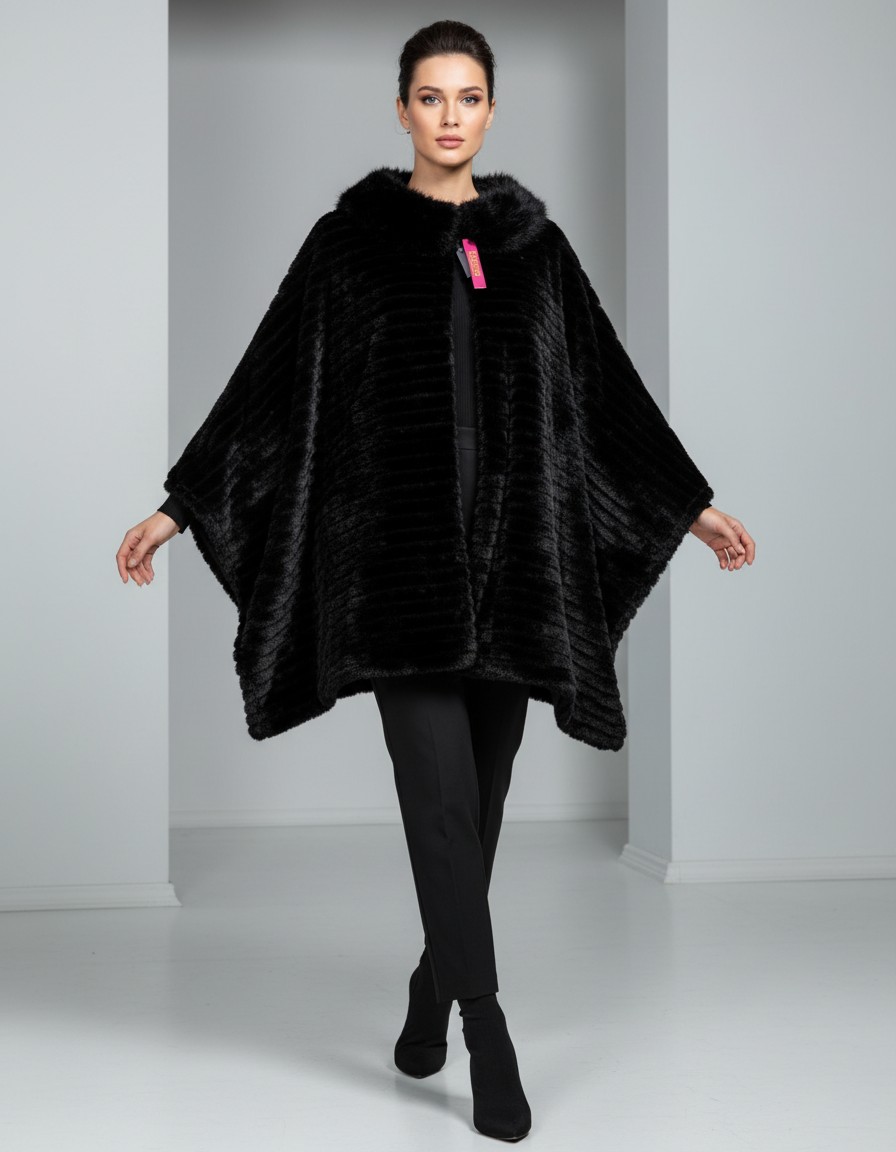 Poncho de Pelo CATHERINE MALANDRINO Negro