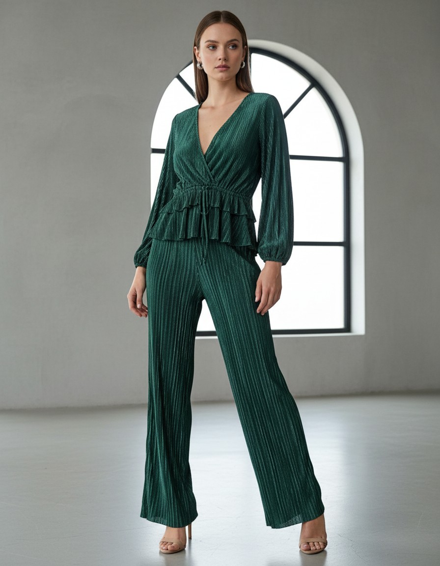Conjunto ZARA Plisado Verde Esmeralda