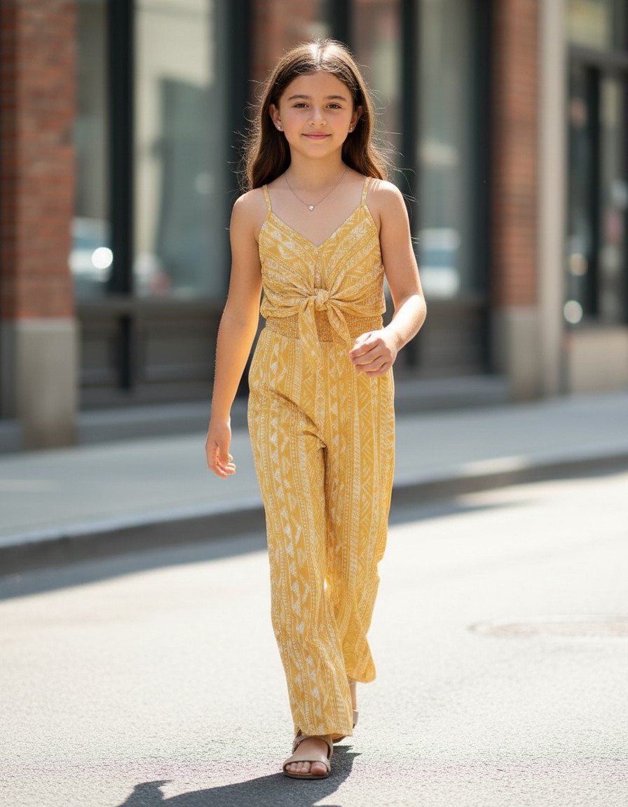 Jumpsuit NO BOUNDARIES Amarillo Estampado