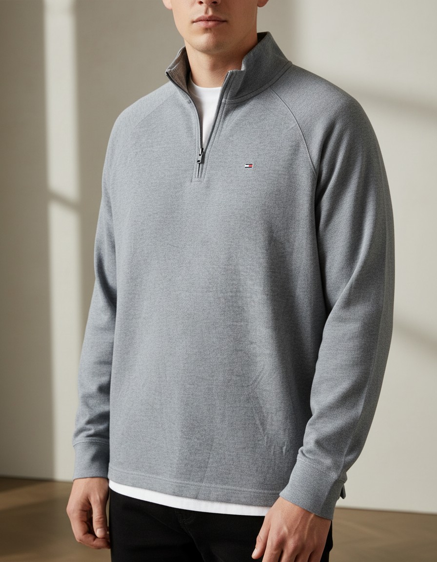 Suéter TOMMY HILFIGER Quarter-Zip Gris