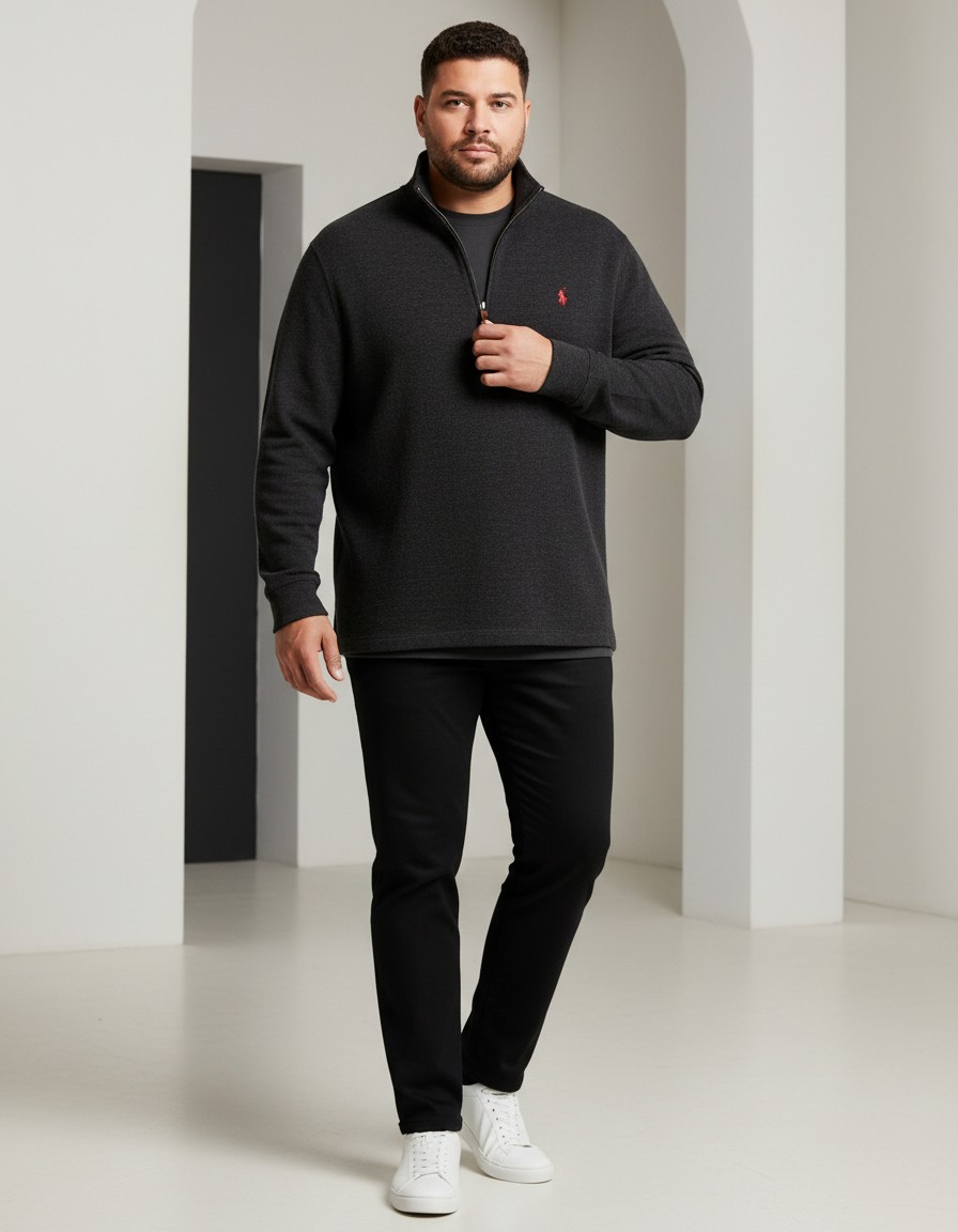 Suéter POLO RALPH LAUREN Quarter-Zip Gris Oxford