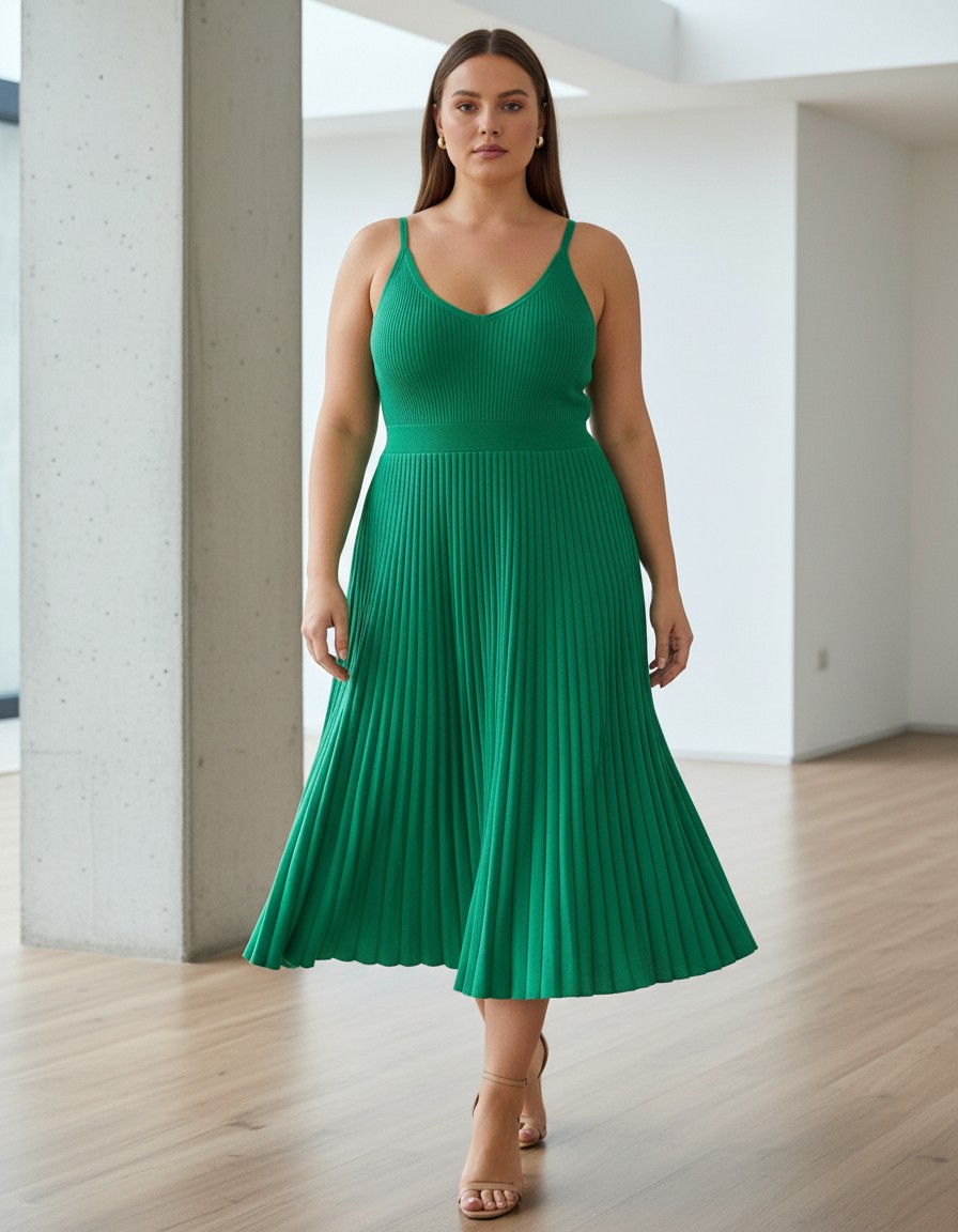 Vestido A NEW DAY Esmeralda Plisado