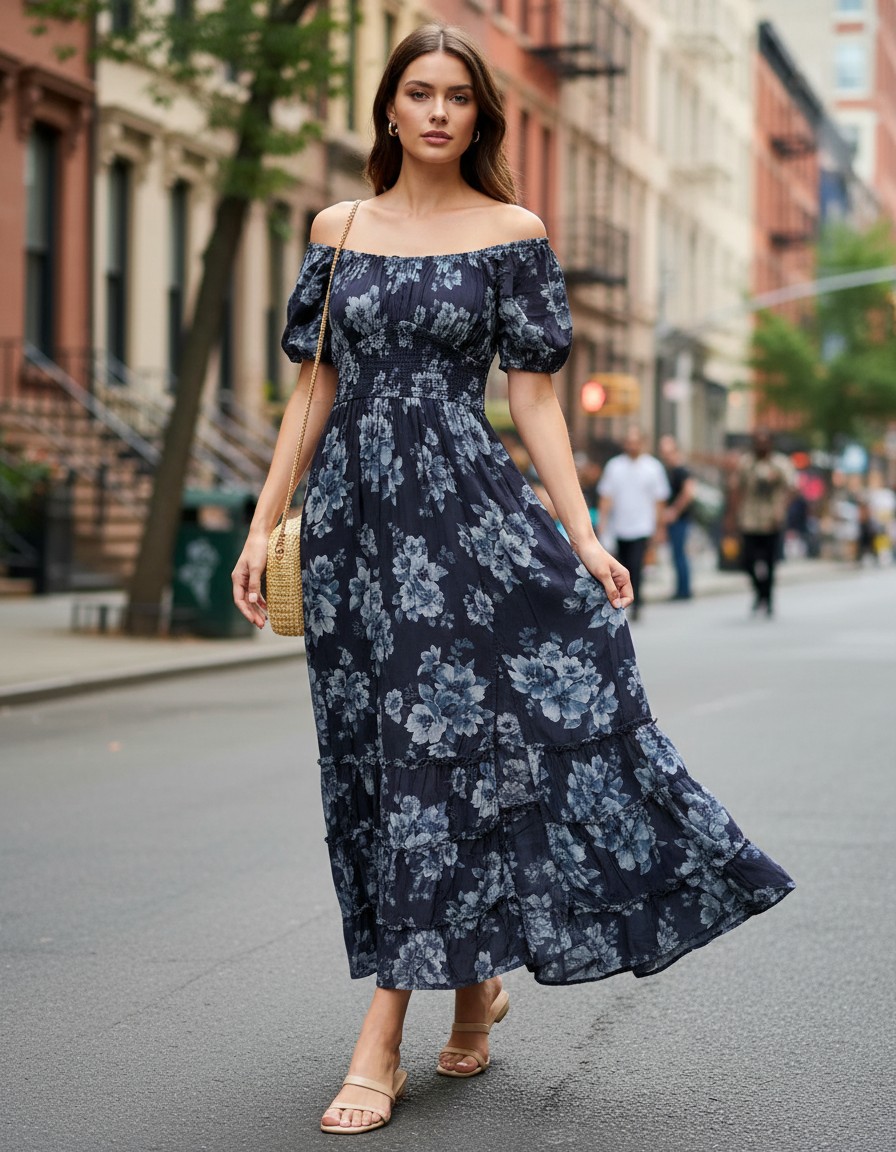 Vestido HOLLISTER Blue Garden
